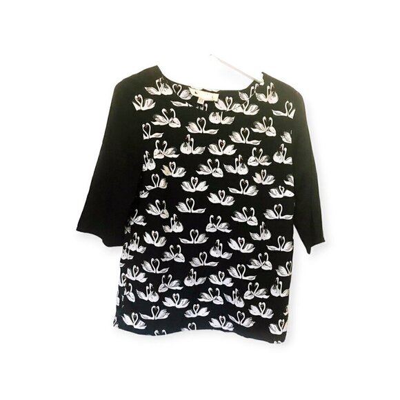 Yumi black&white Swan print blouse, Size S - Picture 1 of 8
